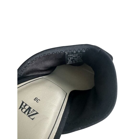 ZARA Black Strech Sandals Heels Size 7.5 / 38 - Picture 6 of 11